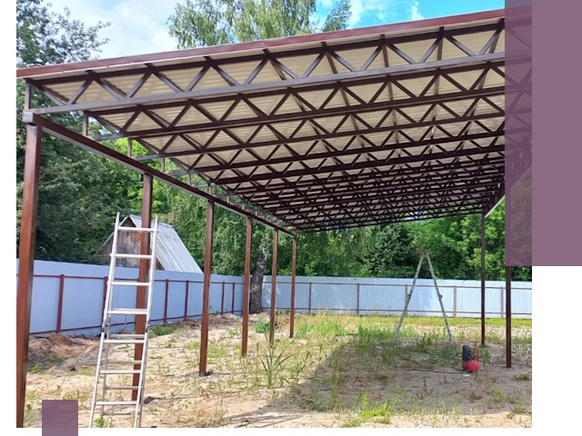 Односкатные навесы под ключ в Тынде — изготовление и монтаж