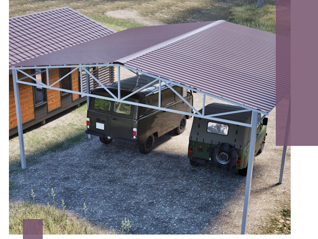 Двускатные навесы под ключ в Тынде — изготовление и монтаж